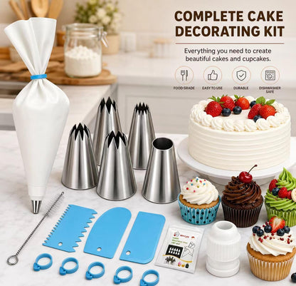17 Pcs Large Piping Tips Set, Seamless Cake Decorating Tips