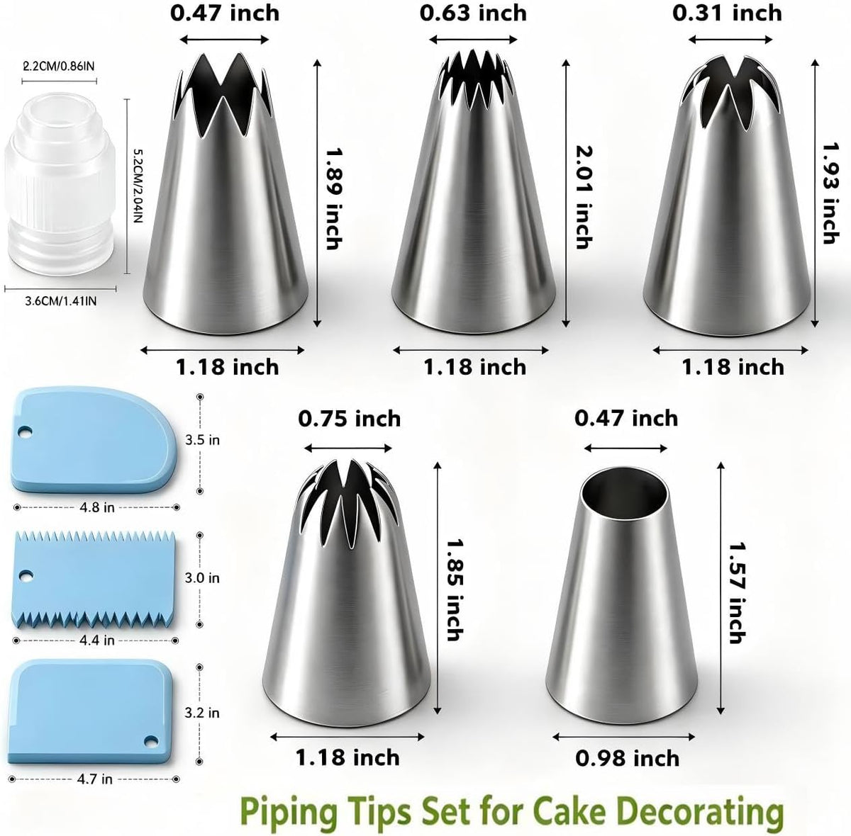 17 Pcs Large Piping Tips Set, Seamless Cake Decorating Tips