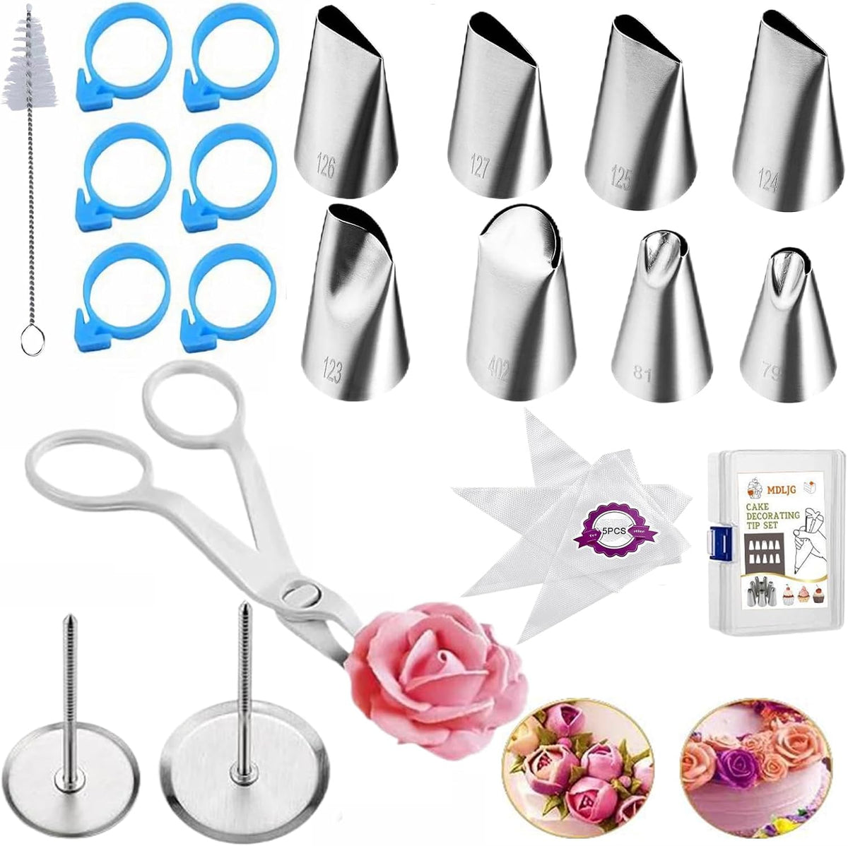 17 Pcs Large Piping Tips Set, Seamless Cake Decorating Tips