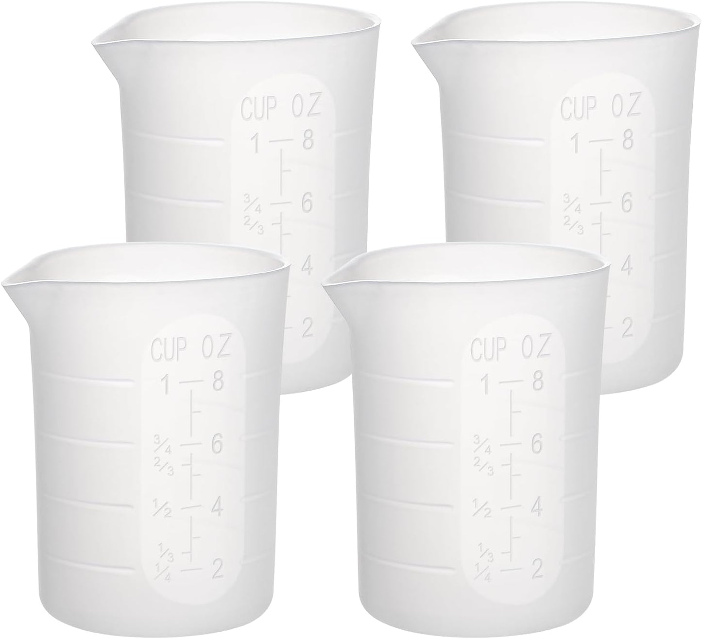 250ml Silicone Measuring Cups, 4 PCS Large Nonstick Reusable Silicone Mixing Cups Durable Easy Clean for Epoxy Resin, Casting Molds, Stain Jewelry Making, Waxing, DIY, Art, Craft