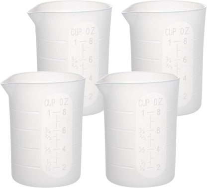 250ml Silicone Measuring Cups, 4 PCS Large Nonstick Reusable Silicone Mixing Cups Durable Easy Clean for Epoxy Resin, Casting Molds, Stain Jewelry Making, Waxing, DIY, Art, Craft