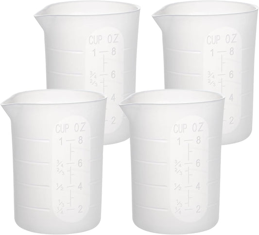 250ml Silicone Measuring Cups, 4 PCS Large Nonstick Reusable Silicone Mixing Cups Durable Easy Clean for Epoxy Resin, Casting Molds, Stain Jewelry Making, Waxing, DIY, Art, Craft