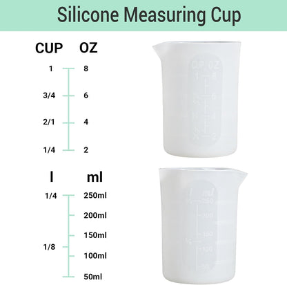 250ml Silicone Measuring Cups, 4 PCS Large Nonstick Reusable Silicone Mixing Cups Durable Easy Clean for Epoxy Resin, Casting Molds, Stain Jewelry Making, Waxing, DIY, Art, Craft