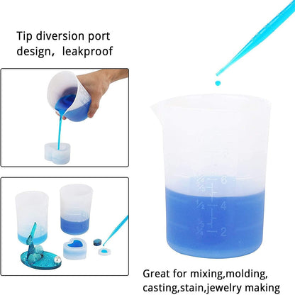 250ml Silicone Measuring Cups, 4 PCS Large Nonstick Reusable Silicone Mixing Cups Durable Easy Clean for Epoxy Resin, Casting Molds, Stain Jewelry Making, Waxing, DIY, Art, Craft