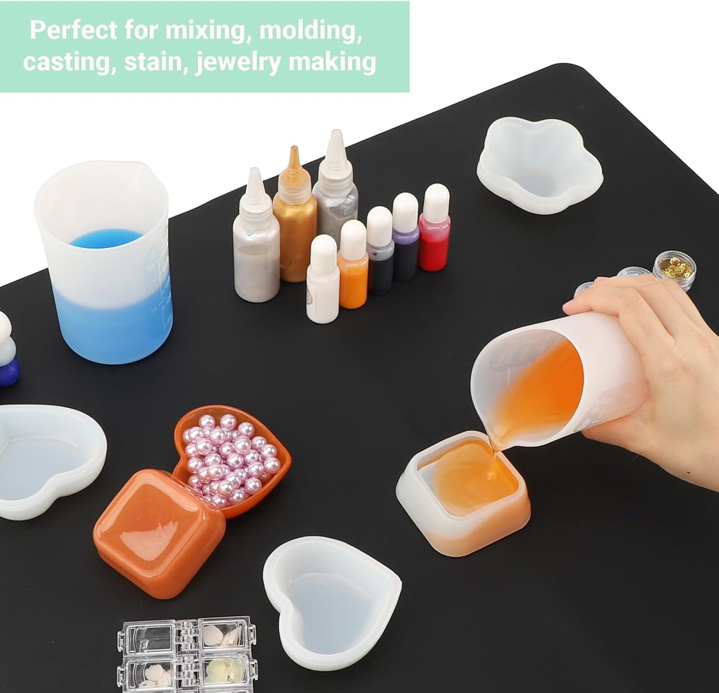 250ml Silicone Measuring Cups, 4 PCS Large Nonstick Reusable Silicone Mixing Cups Durable Easy Clean for Epoxy Resin, Casting Molds, Stain Jewelry Making, Waxing, DIY, Art, Craft