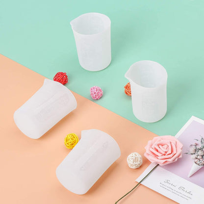 250ml Silicone Measuring Cups, 4 PCS Large Nonstick Reusable Silicone Mixing Cups Durable Easy Clean for Epoxy Resin, Casting Molds, Stain Jewelry Making, Waxing, DIY, Art, Craft