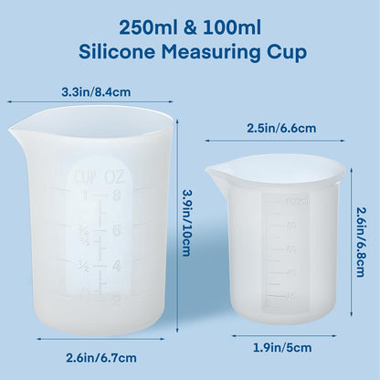 250ml Silicone Measuring Cups, 4 PCS Large Nonstick Reusable Silicone Mixing Cups Durable Easy Clean for Epoxy Resin, Casting Molds, Stain Jewelry Making, Waxing, DIY, Art, Craft