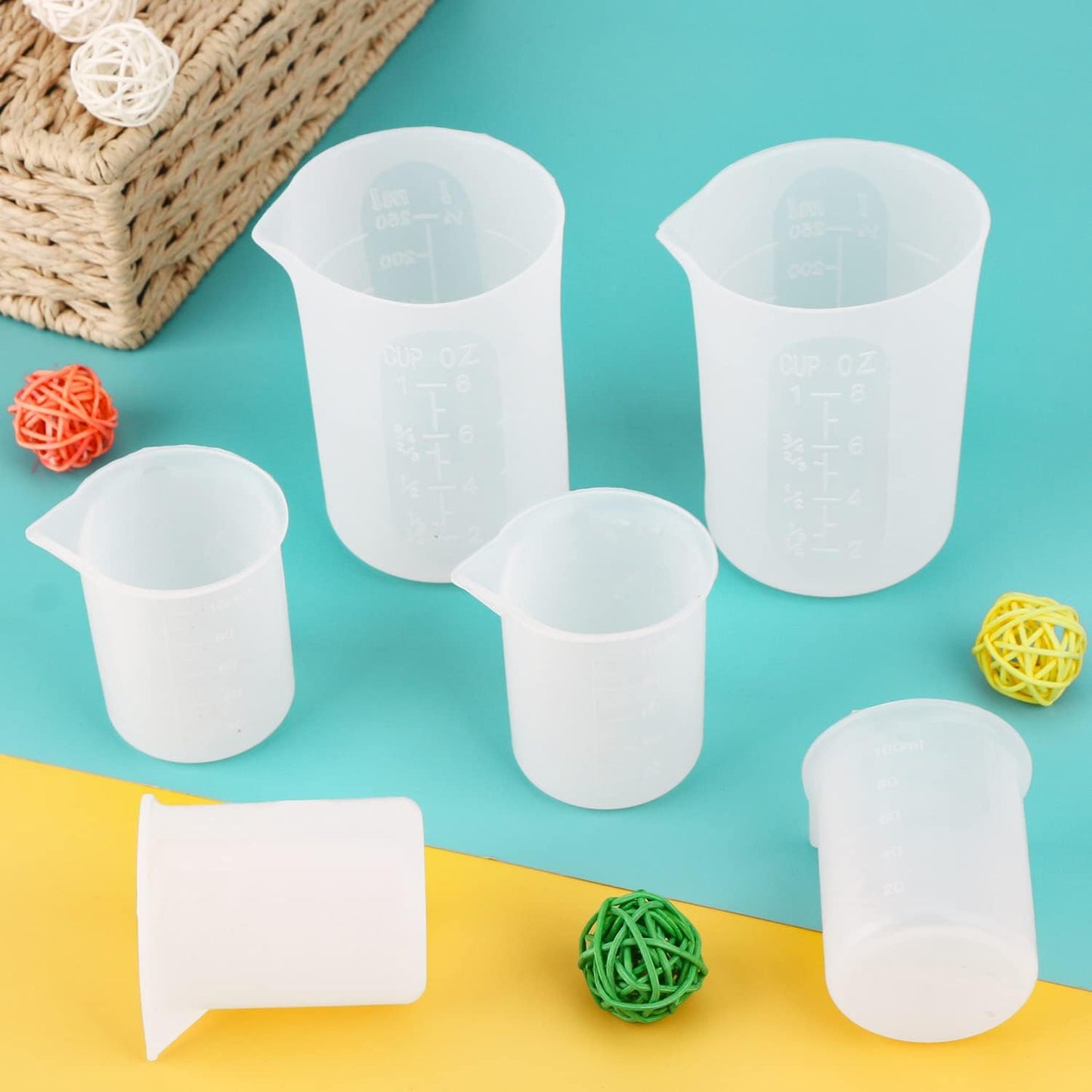 250ml Silicone Measuring Cups, 4 PCS Large Nonstick Reusable Silicone Mixing Cups Durable Easy Clean for Epoxy Resin, Casting Molds, Stain Jewelry Making, Waxing, DIY, Art, Craft