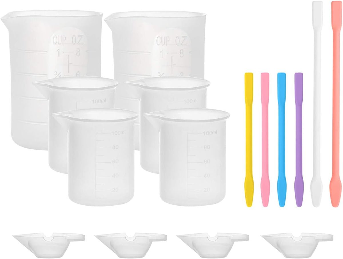 250ml Silicone Measuring Cups, 4 PCS Large Nonstick Reusable Silicone Mixing Cups Durable Easy Clean for Epoxy Resin, Casting Molds, Stain Jewelry Making, Waxing, DIY, Art, Craft