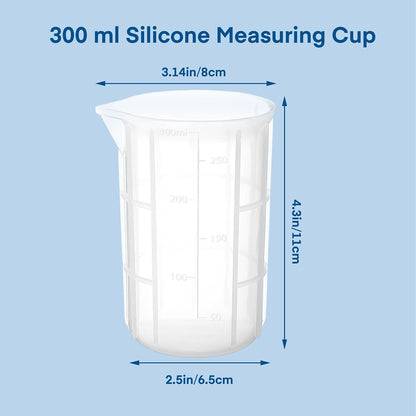 250ml Silicone Measuring Cups, 4 PCS Large Nonstick Reusable Silicone Mixing Cups Durable Easy Clean for Epoxy Resin, Casting Molds, Stain Jewelry Making, Waxing, DIY, Art, Craft