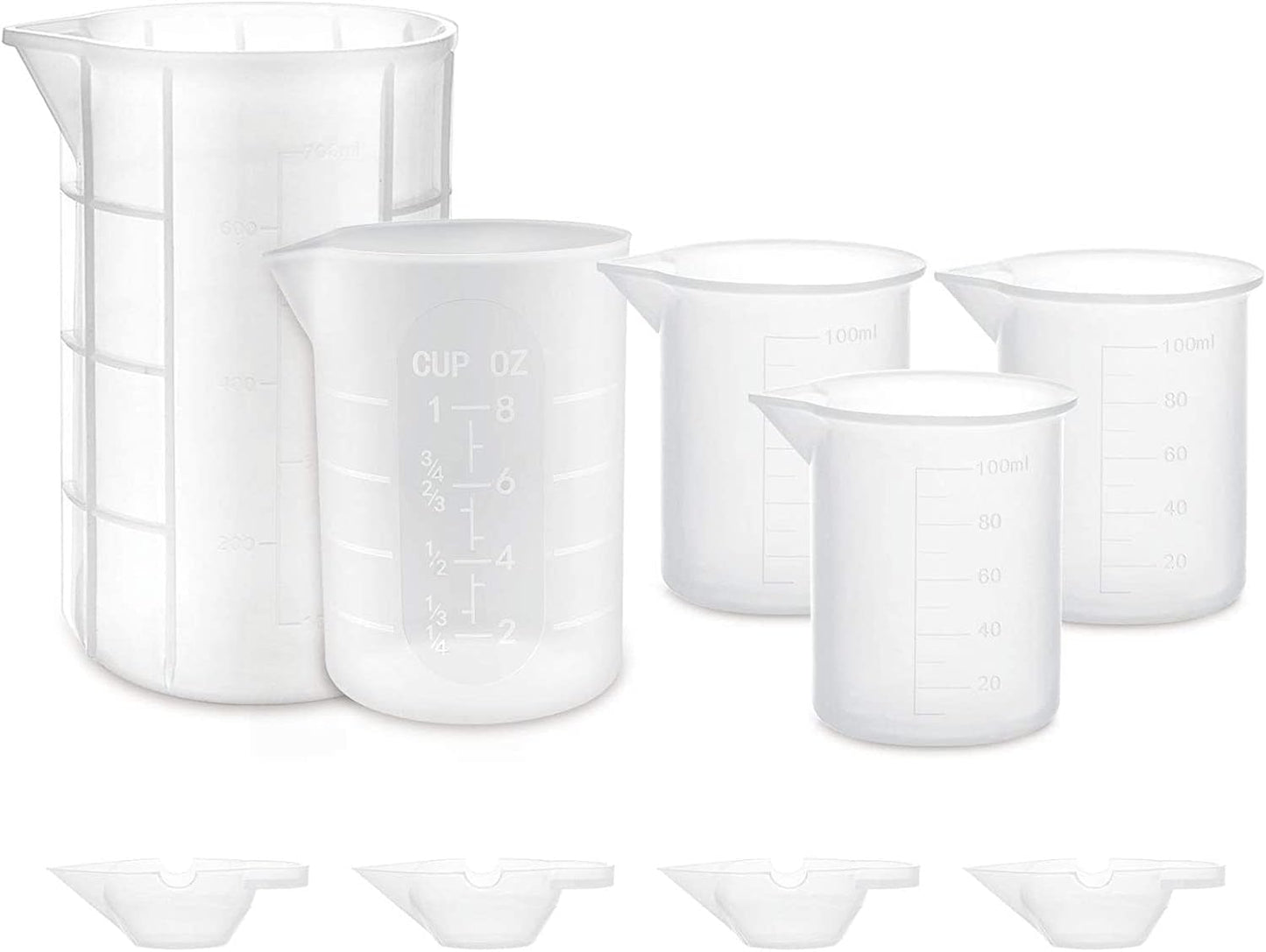 250ml Silicone Measuring Cups, 4 PCS Large Nonstick Reusable Silicone Mixing Cups Durable Easy Clean for Epoxy Resin, Casting Molds, Stain Jewelry Making, Waxing, DIY, Art, Craft