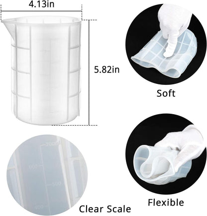 250ml Silicone Measuring Cups, 4 PCS Large Nonstick Reusable Silicone Mixing Cups Durable Easy Clean for Epoxy Resin, Casting Molds, Stain Jewelry Making, Waxing, DIY, Art, Craft