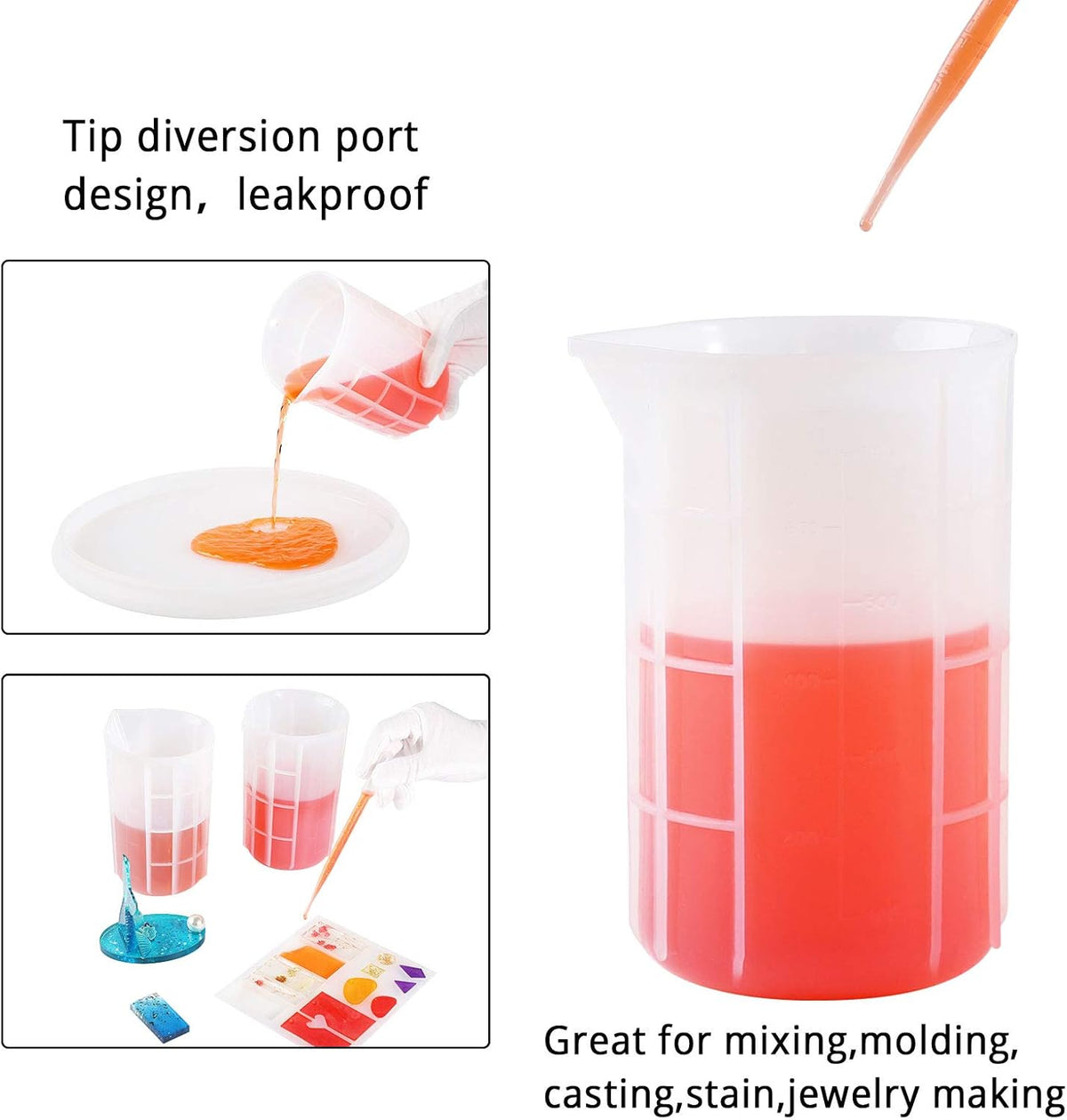 250ml Silicone Measuring Cups, 4 PCS Large Nonstick Reusable Silicone Mixing Cups Durable Easy Clean for Epoxy Resin, Casting Molds, Stain Jewelry Making, Waxing, DIY, Art, Craft