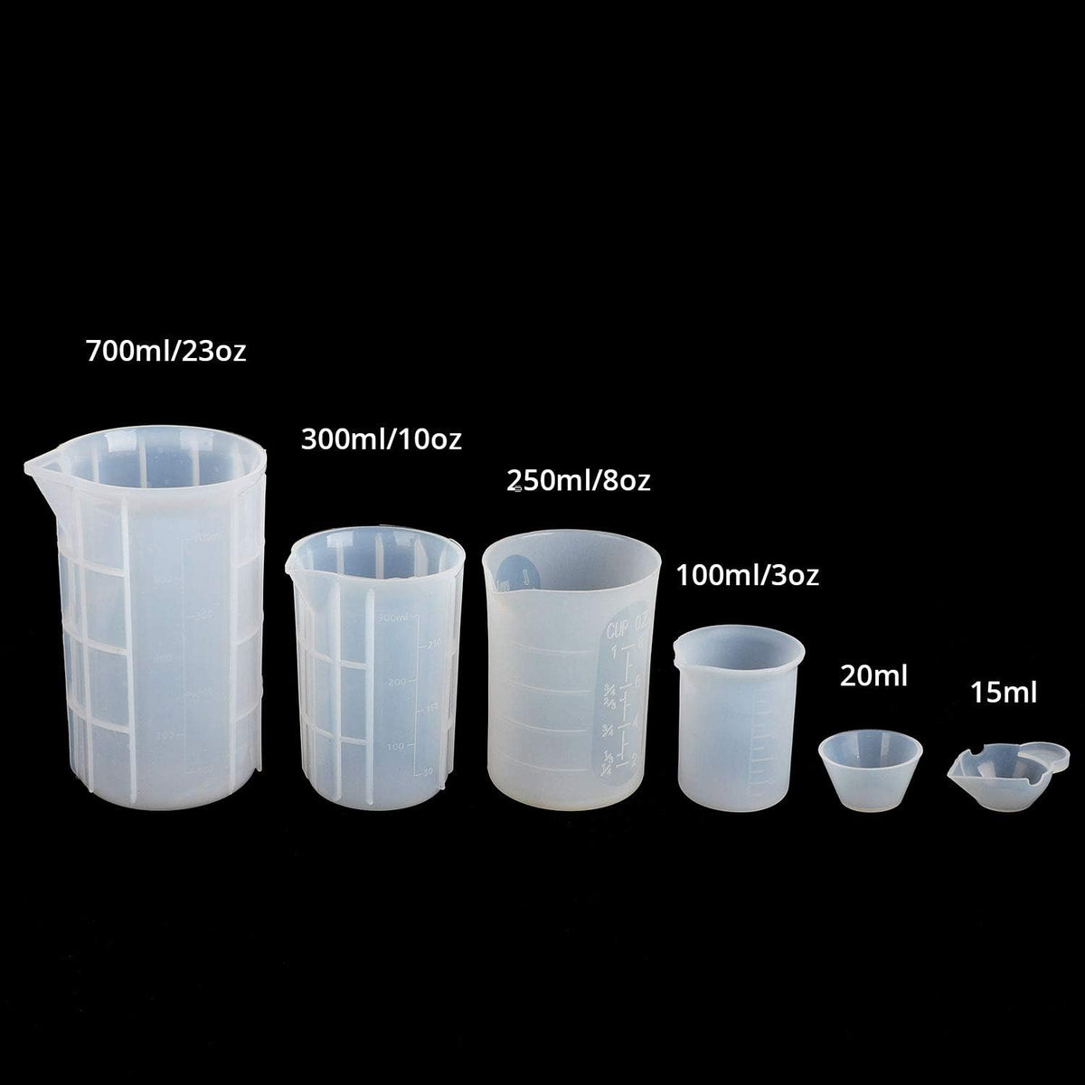 250ml Silicone Measuring Cups, 4 PCS Large Nonstick Reusable Silicone Mixing Cups Durable Easy Clean for Epoxy Resin, Casting Molds, Stain Jewelry Making, Waxing, DIY, Art, Craft