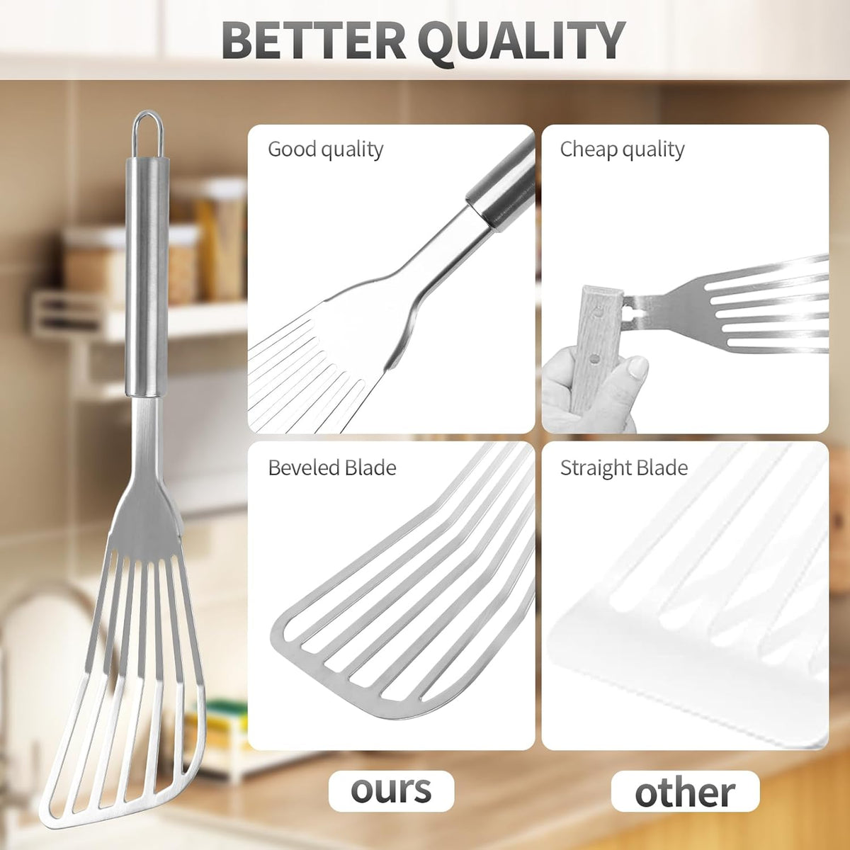 2Pack Fish Spatula Stainless Steel,Premium Fish Turner Spatula,Flexible Barbecue Turner,Metal Slotted Spatula For Flipping Fish Egg Patties Fries Pancake Steak