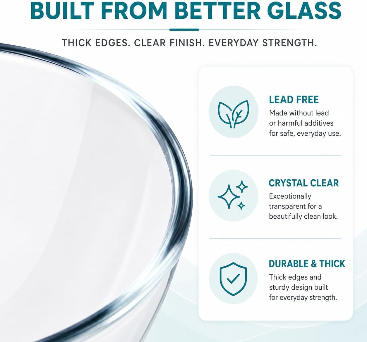 Glass Mixing Bowls with Lids Set(4.5QT, 2.7QT, 1.1QT)-Large Glass Mixing Bowls, Clear Salad Bowl for Baking, Cooking, Serving, Food Prep, 3PC Nesting Bowls for Kitchen Storage & Dishwasher Safe