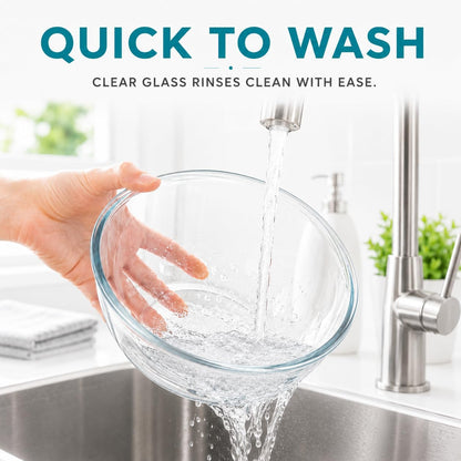 Glass Mixing Bowls with Lids Set(4.5QT, 2.7QT, 1.1QT)-Large Glass Mixing Bowls, Clear Salad Bowl for Baking, Cooking, Serving, Food Prep, 3PC Nesting Bowls for Kitchen Storage & Dishwasher Safe