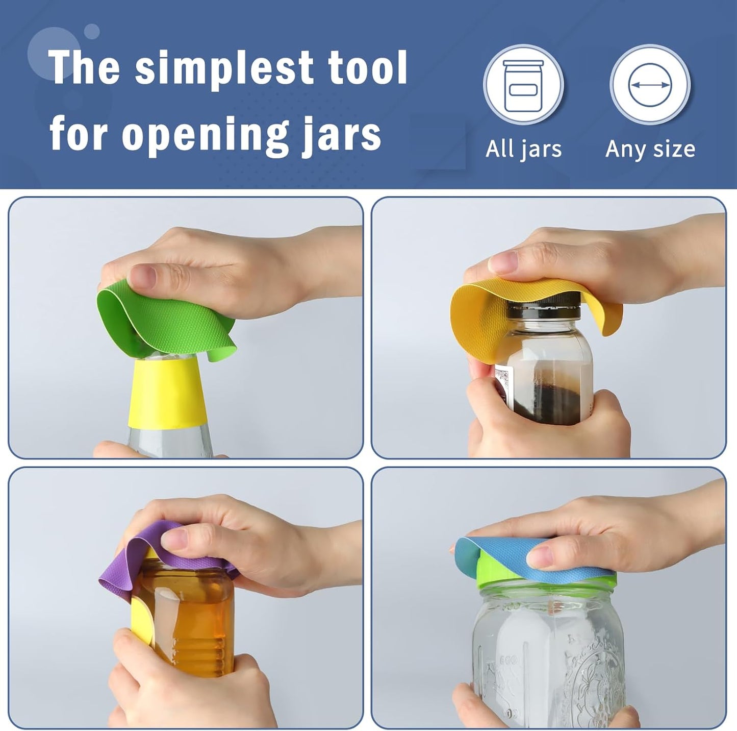 Rubber Jar Opener Pads Set of 4, Round Heat-insulated Non-Slip Gripper Pads for Jars, Kitchen Tool for Easy Opening (Circle)