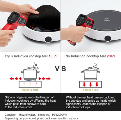 Induction Cooktop Mat - Silicone Fiberglass Scratch Protector - for Magnetic Stove - Non Slip Pads to Prevent Pots from Sliding During Cooking_ Black (7.8inches)