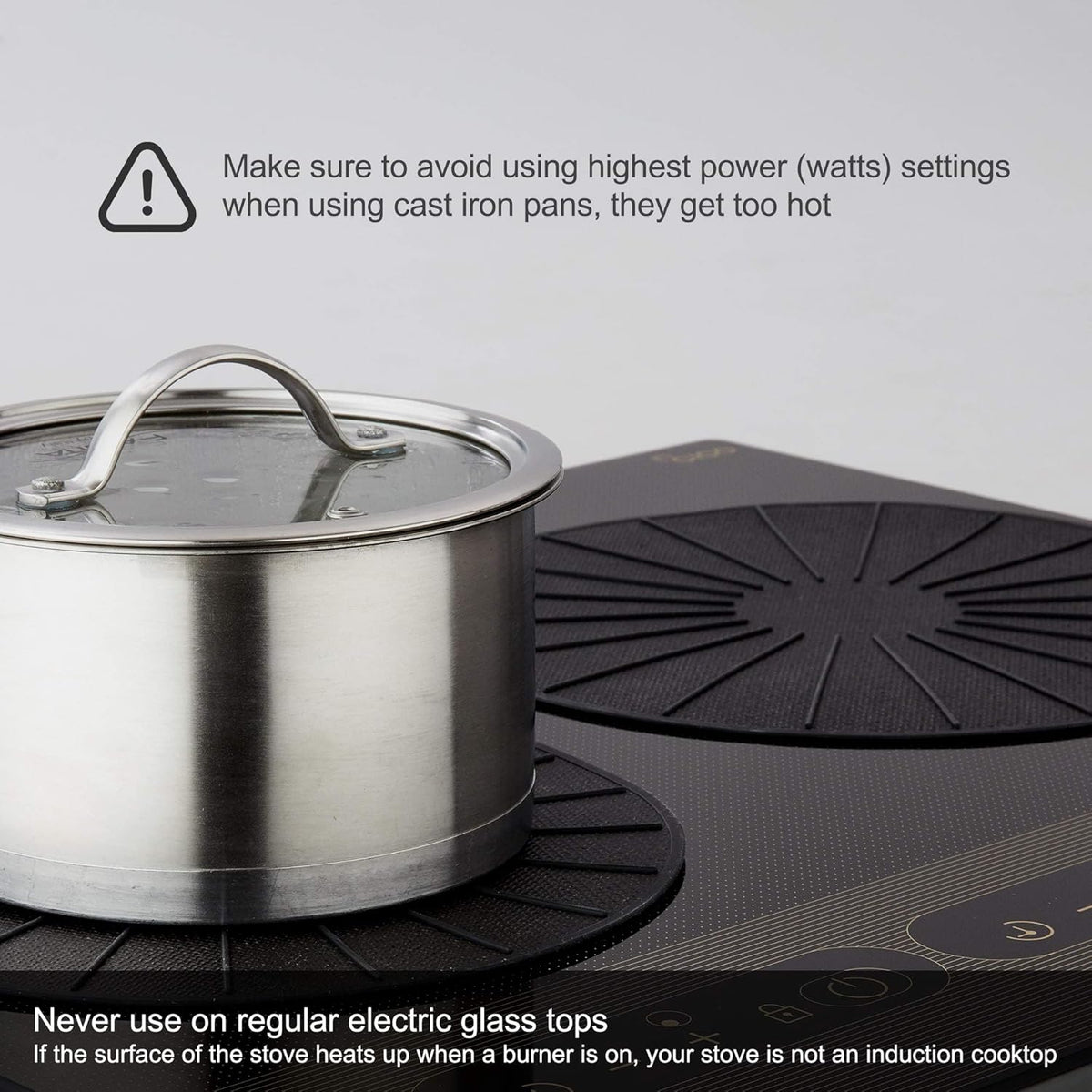 Induction Cooktop Mat - Silicone Fiberglass Scratch Protector - for Magnetic Stove - Non Slip Pads to Prevent Pots from Sliding During Cooking_ Black (7.8inches)