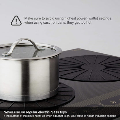 Induction Cooktop Mat - Silicone Fiberglass Scratch Protector - for Magnetic Stove - Non Slip Pads to Prevent Pots from Sliding During Cooking_ Black (7.8inches)