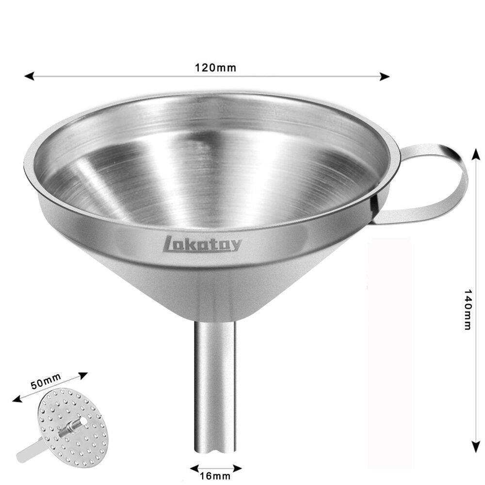 Metal Stainless Steel Funnel, Large Medium Small Funnel Set of 3, Food Grade Mini Kitchen Funnels for Transferring Essential Oils, Liquid, Fluid, Small Funnels for Filling Bottles Flask Cooking