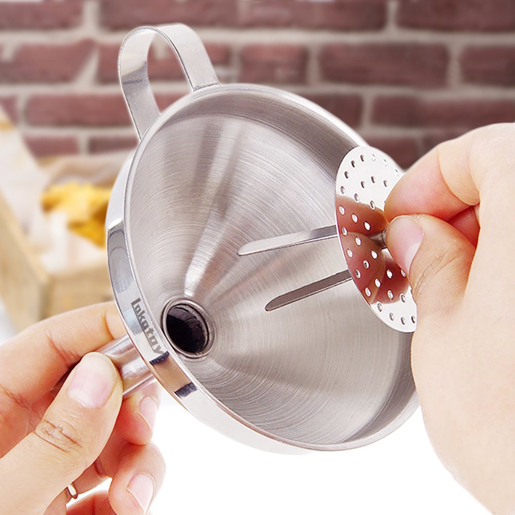 Metal Stainless Steel Funnel, Large Medium Small Funnel Set of 3, Food Grade Mini Kitchen Funnels for Transferring Essential Oils, Liquid, Fluid, Small Funnels for Filling Bottles Flask Cooking