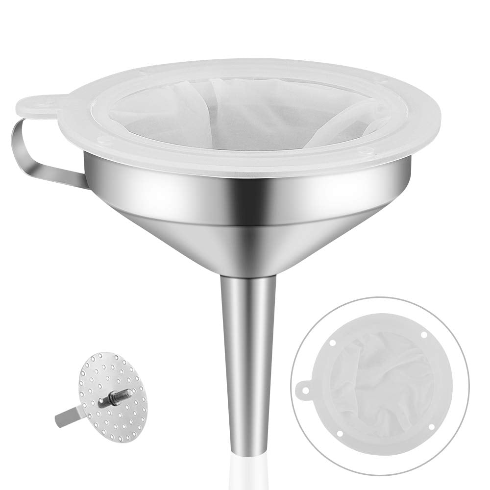 Metal Stainless Steel Funnel, Large Medium Small Funnel Set of 3, Food Grade Mini Kitchen Funnels for Transferring Essential Oils, Liquid, Fluid, Small Funnels for Filling Bottles Flask Cooking