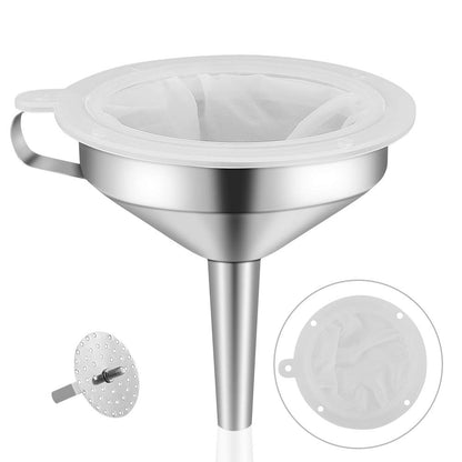Metal Stainless Steel Funnel, Large Medium Small Funnel Set of 3, Food Grade Mini Kitchen Funnels for Transferring Essential Oils, Liquid, Fluid, Small Funnels for Filling Bottles Flask Cooking