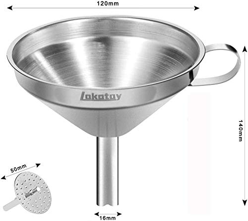 Metal Stainless Steel Funnel, Large Medium Small Funnel Set of 3, Food Grade Mini Kitchen Funnels for Transferring Essential Oils, Liquid, Fluid, Small Funnels for Filling Bottles Flask Cooking
