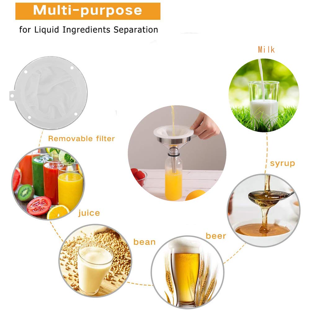 Metal Stainless Steel Funnel, Large Medium Small Funnel Set of 3, Food Grade Mini Kitchen Funnels for Transferring Essential Oils, Liquid, Fluid, Small Funnels for Filling Bottles Flask Cooking