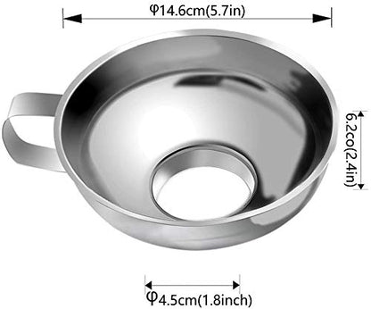 Metal Stainless Steel Funnel, Large Medium Small Funnel Set of 3, Food Grade Mini Kitchen Funnels for Transferring Essential Oils, Liquid, Fluid, Small Funnels for Filling Bottles Flask Cooking