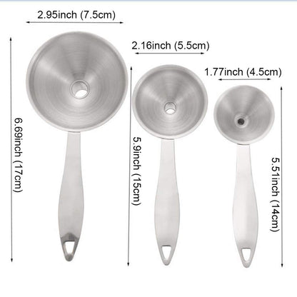Metal Stainless Steel Funnel, Large Medium Small Funnel Set of 3, Food Grade Mini Kitchen Funnels for Transferring Essential Oils, Liquid, Fluid, Small Funnels for Filling Bottles Flask Cooking