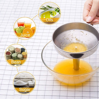 Metal Stainless Steel Funnel, Large Medium Small Funnel Set of 3, Food Grade Mini Kitchen Funnels for Transferring Essential Oils, Liquid, Fluid, Small Funnels for Filling Bottles Flask Cooking