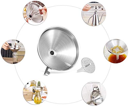 Metal Stainless Steel Funnel, Large Medium Small Funnel Set of 3, Food Grade Mini Kitchen Funnels for Transferring Essential Oils, Liquid, Fluid, Small Funnels for Filling Bottles Flask Cooking