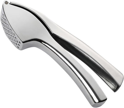 Heavy Duty Garlic Press, Zinc Alloy Garlic Crusher & Mincer, Easy Squeeze Garlic Press Tool with Ergonomic Handle, Garlic Mincer with Peeler Tube & Cleaning Brush for Kitchen Cooking