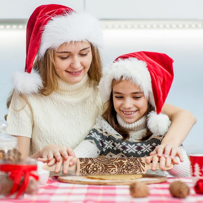 Embossed Wooden Rolling Pin for Baking, Deep Engraved Embossing Rolling Pin with Christmas Snowflake Flower Design for Baking Embossed Cookies,Cute Kitchen Decor DIY Tool for Adults