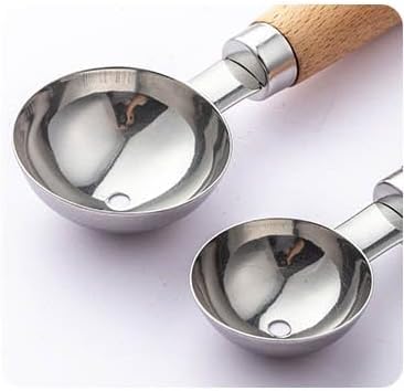 Double Melon Baller Wood Handle,Melon Baller Silver for fruit and veggie prep,Edges are sharp enough to scoop fruit but safe to touch,Soft, comfortable, non-slip handle, 9 In (Brown)