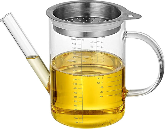 HyperSpace Glass Gravy Separator with Filter Cap, Fat Separator, Poultry Separator, Size of 4 cups or 1000ml
