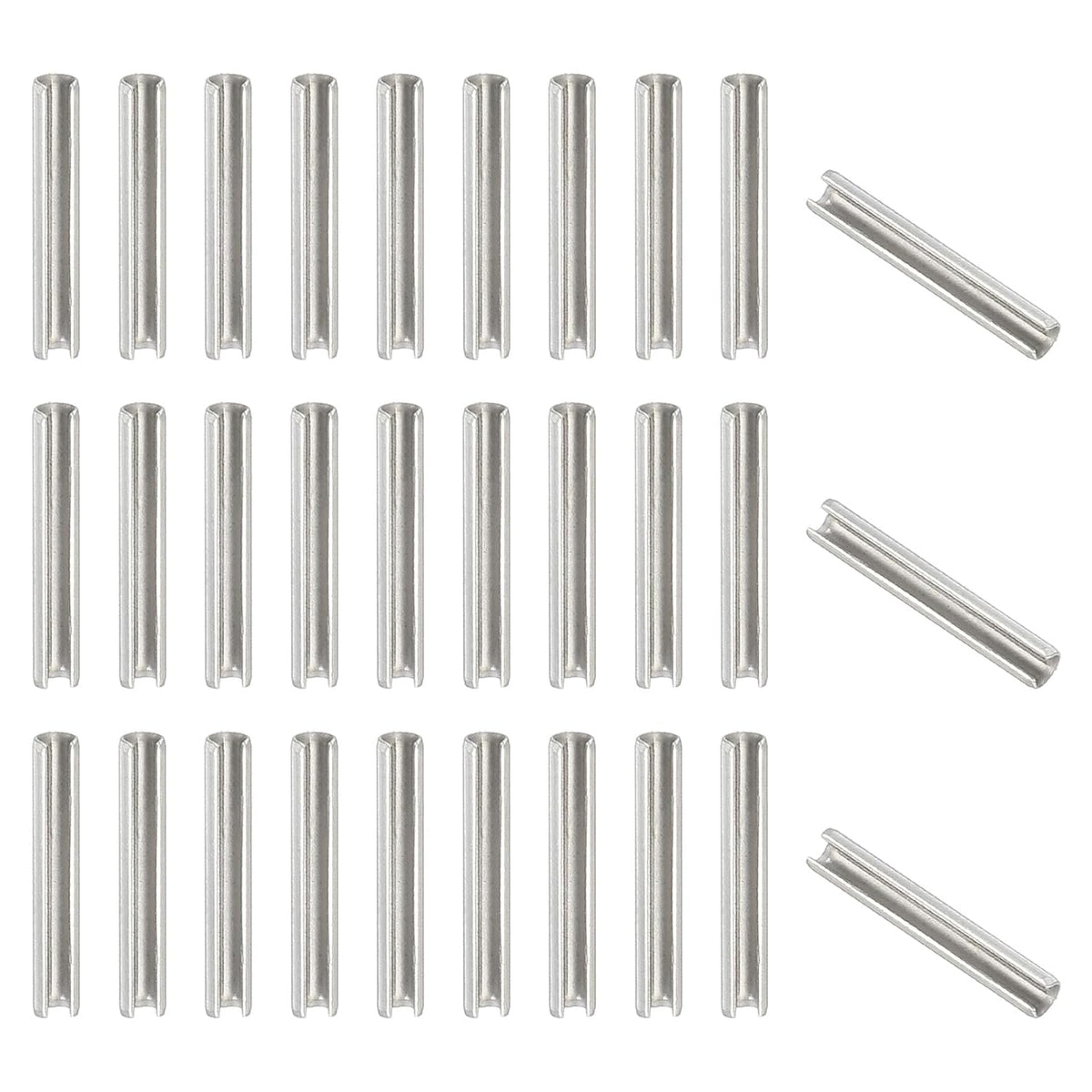 Slotted Spring Pin, 50 Pcs 1/8" x 3/4" (3.2mm x 20mm) 304 Stainless Steel Split Roll Pins Spring Dowel for Home Improvement Automotive Machine Repair, Silver - Colors B