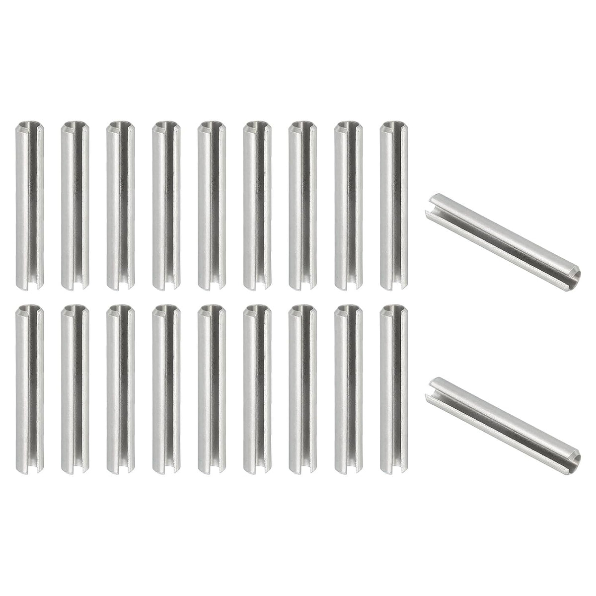 Slotted Spring Pin, 50 Pcs 1/8" x 3/4" (3.2mm x 20mm) 304 Stainless Steel Split Roll Pins Spring Dowel for Home Improvement Automotive Machine Repair, Silver - Colors B