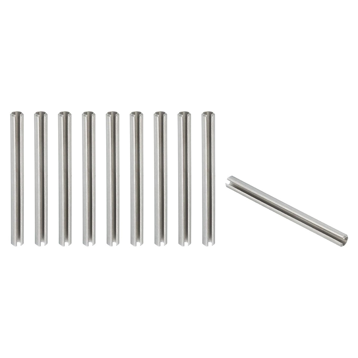 Slotted Spring Pin, 50 Pcs 1/8" x 3/4" (3.2mm x 20mm) 304 Stainless Steel Split Roll Pins Spring Dowel for Home Improvement Automotive Machine Repair, Silver - Colors B