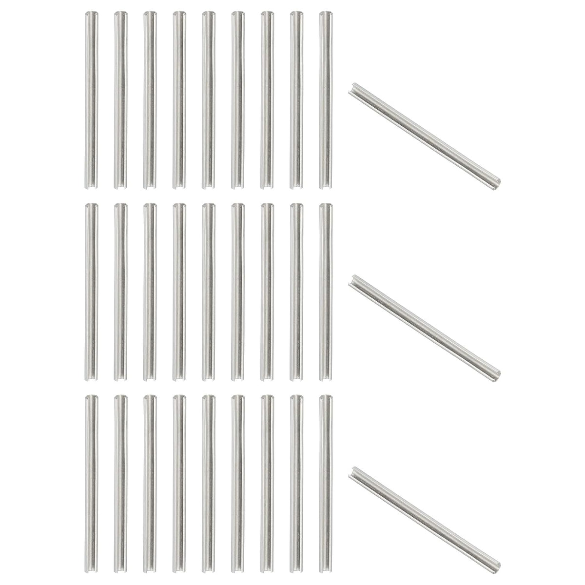Slotted Spring Pin, 50 Pcs 1/8" x 3/4" (3.2mm x 20mm) 304 Stainless Steel Split Roll Pins Spring Dowel for Home Improvement Automotive Machine Repair, Silver - Colors B