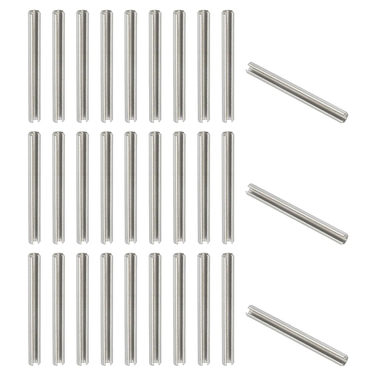 Slotted Spring Pin, 50 Pcs 1/8" x 3/4" (3.2mm x 20mm) 304 Stainless Steel Split Roll Pins Spring Dowel for Home Improvement Automotive Machine Repair, Silver - Colors B