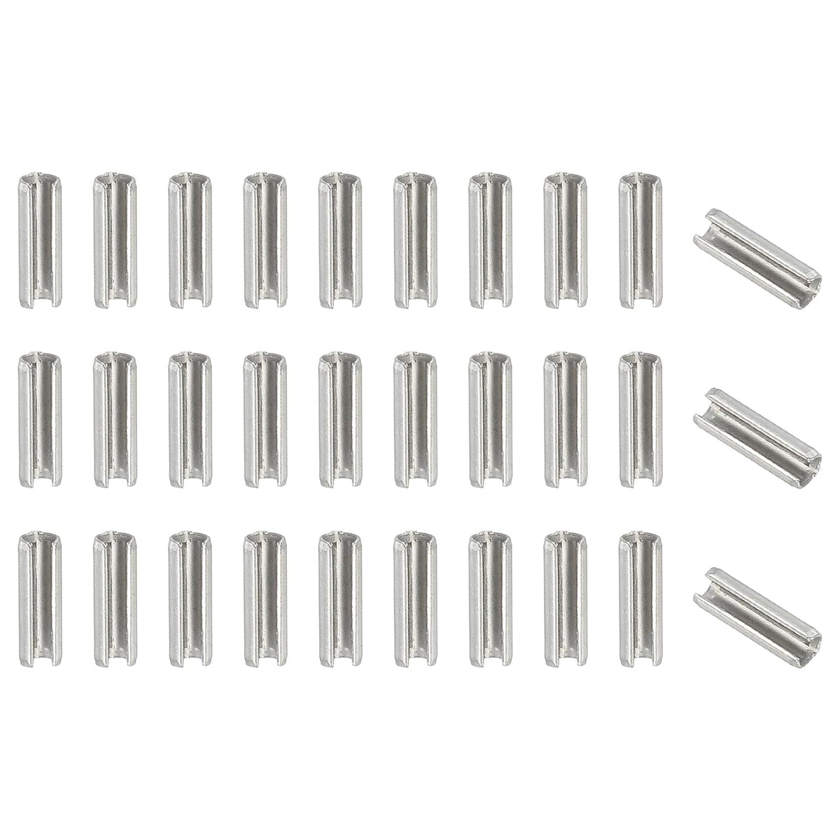 Slotted Spring Pin, 50 Pcs 1/8" x 3/4" (3.2mm x 20mm) 304 Stainless Steel Split Roll Pins Spring Dowel for Home Improvement Automotive Machine Repair, Silver - Colors B