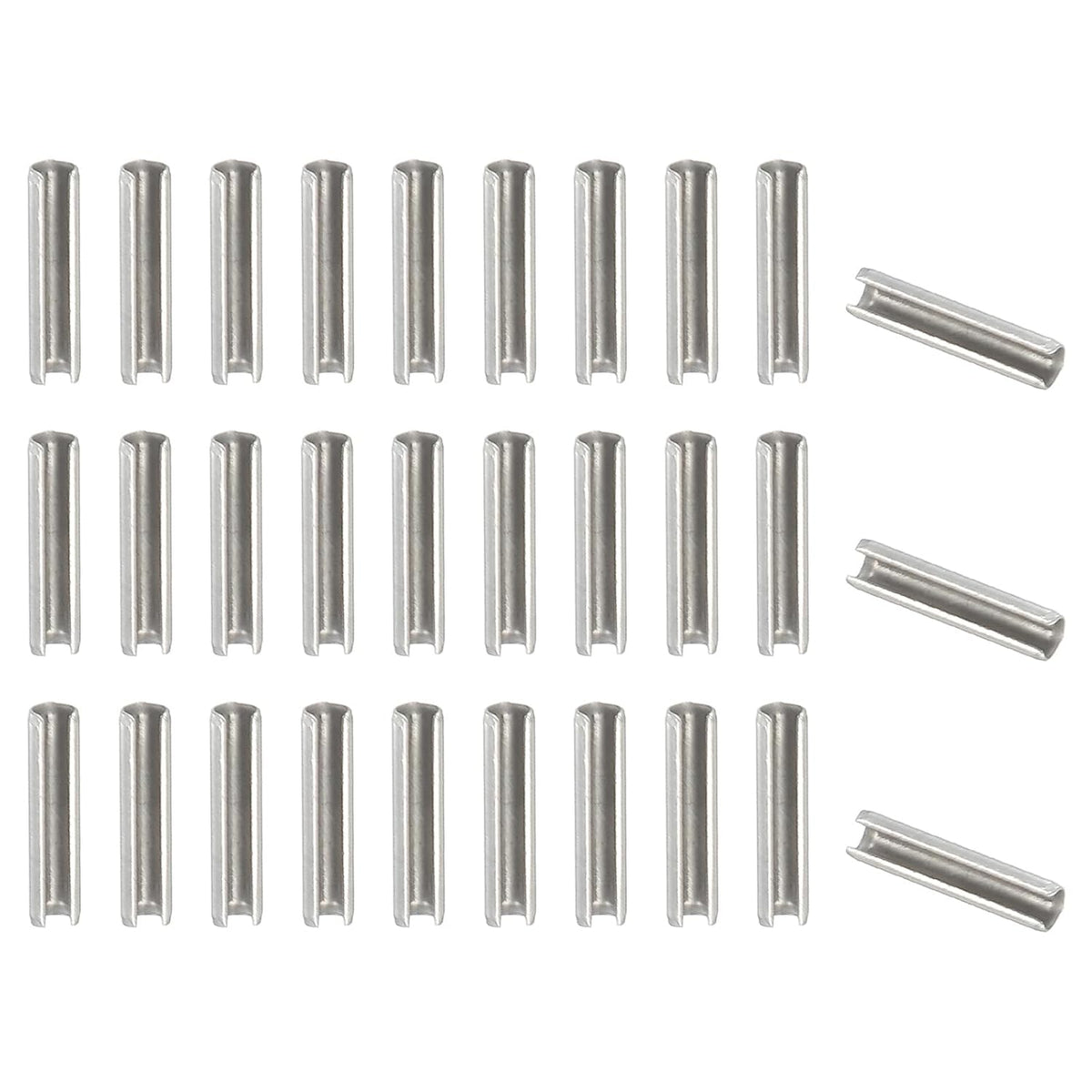 Slotted Spring Pin, 50 Pcs 1/8" x 3/4" (3.2mm x 20mm) 304 Stainless Steel Split Roll Pins Spring Dowel for Home Improvement Automotive Machine Repair, Silver - Colors B