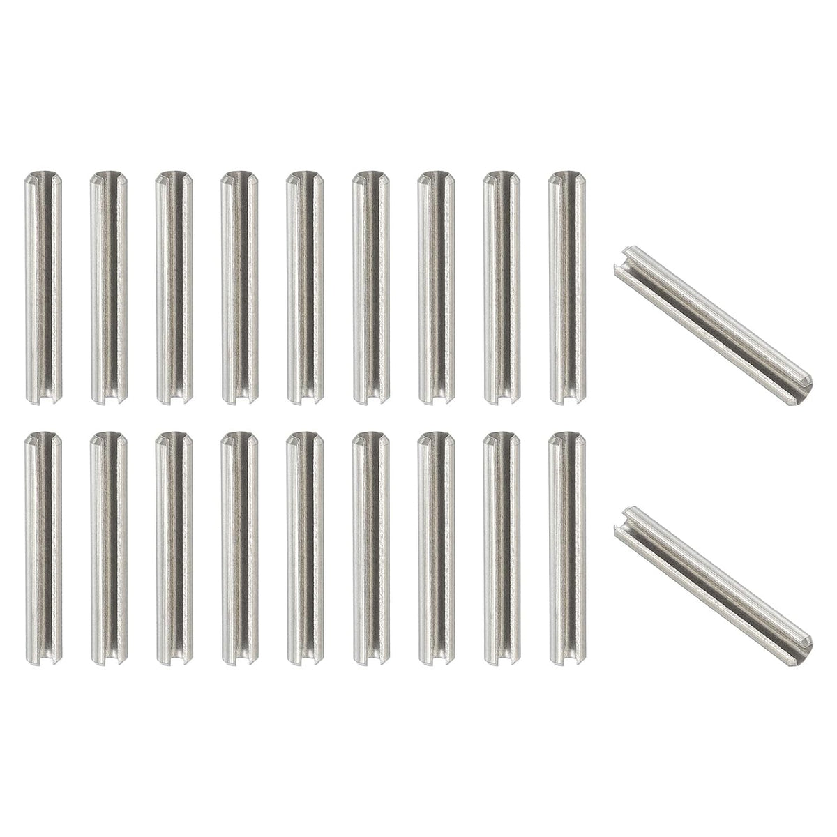 Slotted Spring Pin, 50 Pcs 1/8" x 3/4" (3.2mm x 20mm) 304 Stainless Steel Split Roll Pins Spring Dowel for Home Improvement Automotive Machine Repair, Silver - Colors B