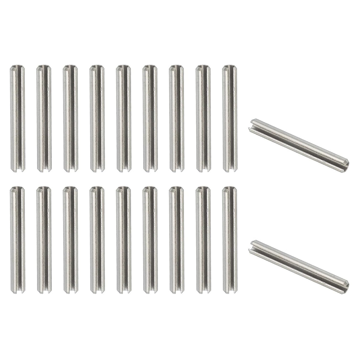 Slotted Spring Pin, 50 Pcs 1/8" x 3/4" (3.2mm x 20mm) 304 Stainless Steel Split Roll Pins Spring Dowel for Home Improvement Automotive Machine Repair, Silver - Colors B