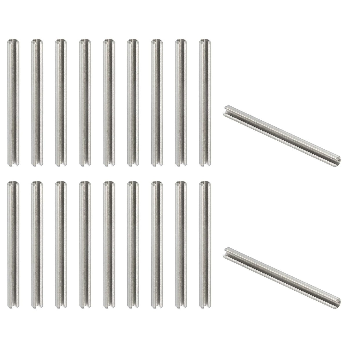 Slotted Spring Pin, 50 Pcs 1/8" x 3/4" (3.2mm x 20mm) 304 Stainless Steel Split Roll Pins Spring Dowel for Home Improvement Automotive Machine Repair, Silver - Colors B