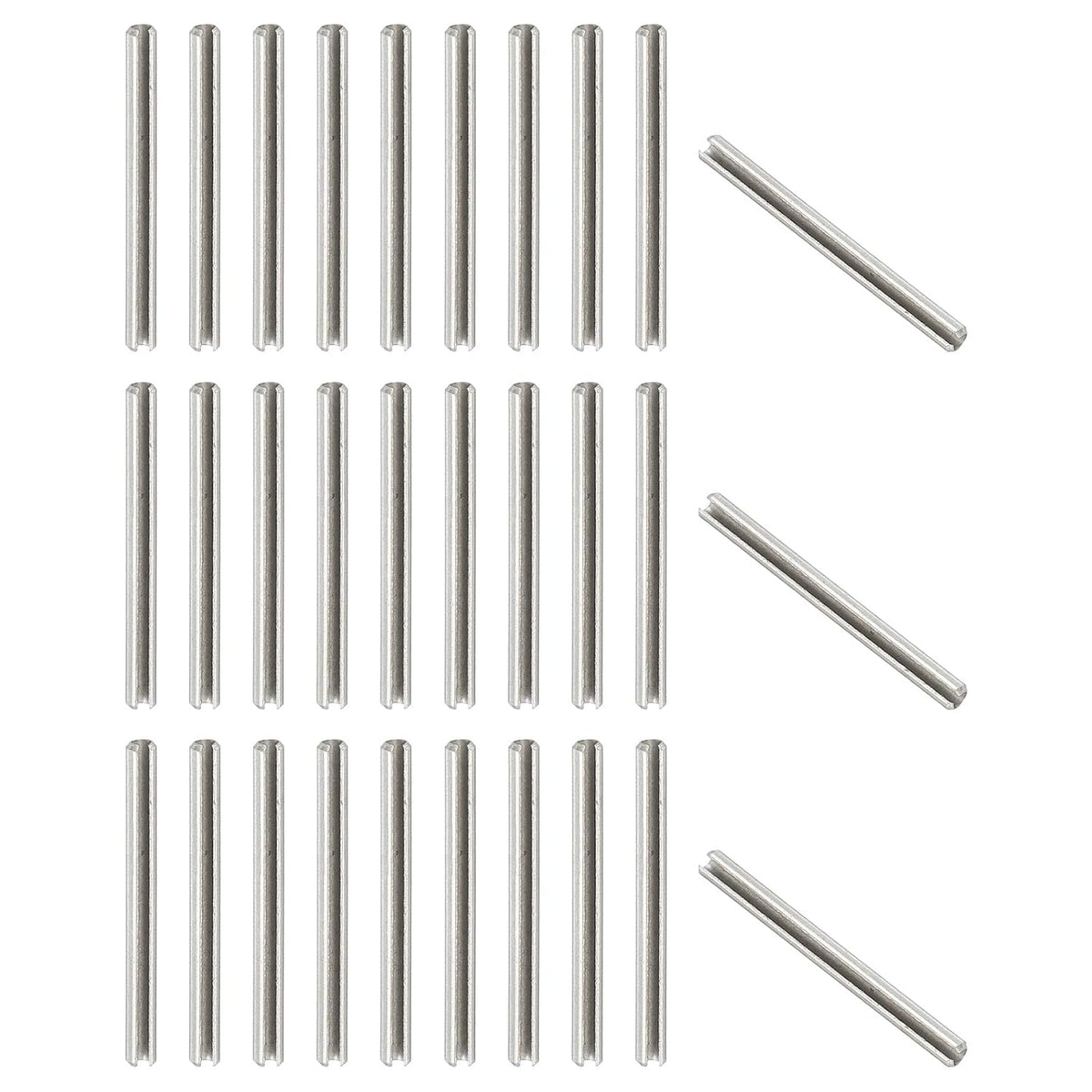 Slotted Spring Pin, 50 Pcs 1/8" x 3/4" (3.2mm x 20mm) 304 Stainless Steel Split Roll Pins Spring Dowel for Home Improvement Automotive Machine Repair, Silver - Colors B
